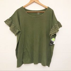 NWT A.n.a Eyelet Sleeve Crewneck Tee